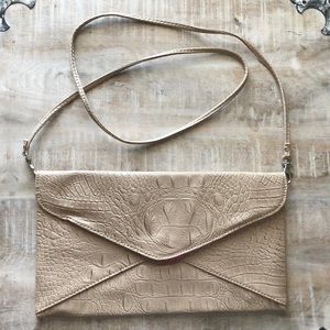 Expressions NYC Tan Snakeskin Clutch